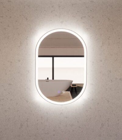 ABS RIVA MLED-O1-BN WALL MOUNTED FRAMED LED OVAL MIRROR BRUSHED NICKEL - Urban Designs Bathroom and Kitchen