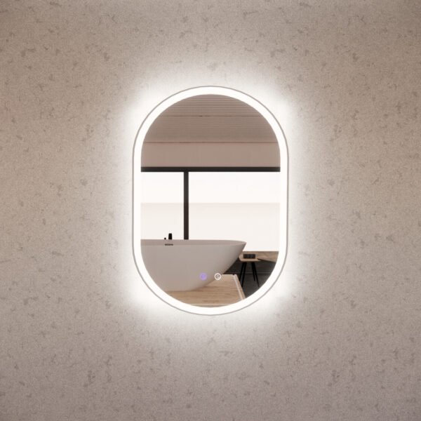 ABS RIVA MLED-O1-BN WALL MOUNTED FRAMED LED OVAL MIRROR BRUSHED NICKEL - Urban Designs Bathroom and Kitchen