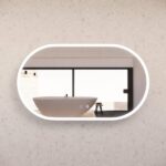 ABS RIVA MLED-O1-BN WALL MOUNTED FRAMED LED OVAL MIRROR BRUSHED NICKEL - Urban Designs Bathroom and Kitchen
