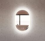 ABS RIVA MLED-O1-GF WALL MOUNTED FRAMED LED OVAL MIRROR BRUSHED GOLD - Urban Designs Bathroom and Kitchen