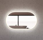 ABS RIVA MLED-O1-GF WALL MOUNTED FRAMED LED OVAL MIRROR BRUSHED GOLD - Urban Designs Bathroom and Kitchen