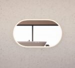 ABS RIVA MLED-O1-GF WALL MOUNTED FRAMED LED OVAL MIRROR BRUSHED GOLD - Urban Designs Bathroom and Kitchen