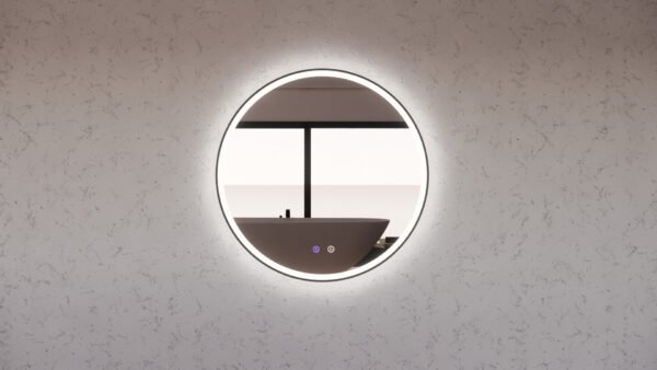 ABS RIVA MLED-R3-BF WALL MOUNTED FRAMED LED ROUND MIRROR MATTE BLACK - Urban Designs Bathroom and Kitchen