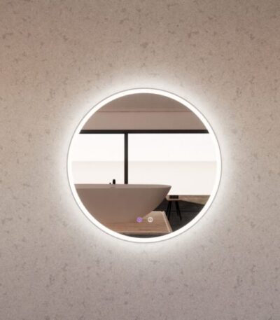 ABS RIVA MLED-R3-BN WALL MOUNTED FRAMED LED ROUND MIRROR BRUSHED NICKEL - Urban Designs Bathroom and Kitchen