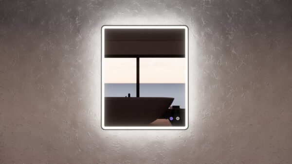 ABS RIVA MLED-S4-BF WALL MOUNTED FRAMED LED RECTANGLE MIRROR MATTE BLACK - Urban Designs Bathroom and Kitchen