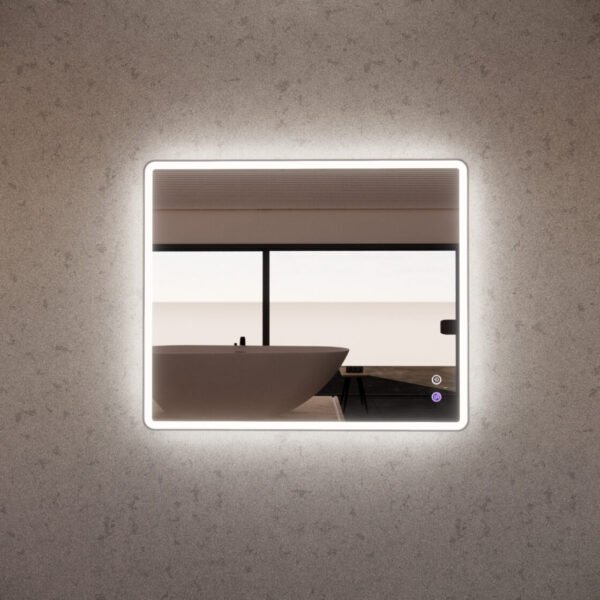 ABS RIVA MLED-S4-BN WALL MOUNTED FRAMED LED RECTANGLE MIRROR BRUSHED NICKEL - Urban Designs Bathroom and Kitchen