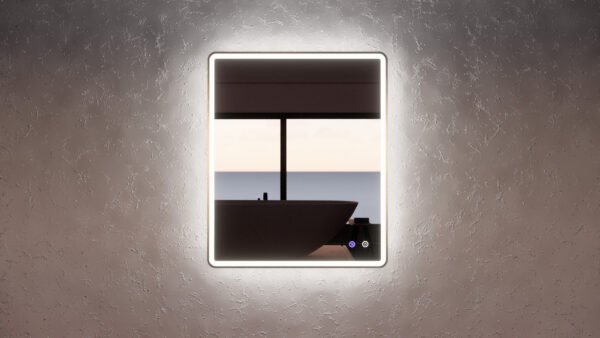 ABS RIVA MLED-S4-GF WALL MOUNTED FRAMED LED RECTANGLE MIRROR BRUSHED GOLD - Urban Designs Bathroom and Kitchen