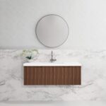 ABS RIVA WH1200-BR VIENNA FLUTED WALL HUNG VANITY 1200MM SINGLE BOWL BROWN OAK - Urban Designs Bathroom and Kitchen