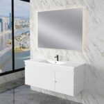 ABS RIVA WH1200-GW LESS WALL HUNG VANITY 1200MM SINGLE BOWL LEFT/RIGHT HAND DRAWERS GLOSS WHITE - Urban Designs Bathroom and Kitchen