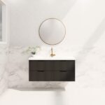 ABS RIVA WH1200-MB BALI FLUTED WALL HUNG VANITY 1200MM SINGLE BOWL MATTE BLACK - Urban Designs Bathroom and Kitchen