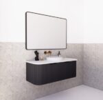 ABS RIVA WH1200-MB BERGEN CURVE FLUTED WALL HUNG VANITY 1200MM SINGLE BOWL MATTE BLACK - Urban Designs Bathroom and Kitchen