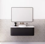 ABS RIVA WH1200-MB BERGEN CURVE FLUTED WALL HUNG VANITY 1200MM SINGLE BOWL MATTE BLACK - Urban Designs Bathroom and Kitchen