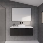 ABS RIVA WH1200-MB VIENNA FLUTED WALL HUNG VANITY 1200MM SINGLE BOWL MATTE BLACK - Urban Designs Bathroom and Kitchen