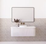 ABS RIVA WH1200-MW BERGEN CURVE FLUTED WALL HUNG VANITY 1200MM SINGLE BOWL MATTE WHITE - Urban Designs Bathroom and Kitchen