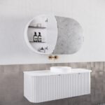 ABS RIVA WH1200-MW BERGEN CURVE FLUTED WALL HUNG VANITY 1200MM SINGLE BOWL MATTE WHITE - Urban Designs Bathroom and Kitchen