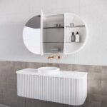 ABS RIVA WH1200-MW BERGEN CURVE FLUTED WALL HUNG VANITY 1200MM SINGLE BOWL MATTE WHITE - Urban Designs Bathroom and Kitchen