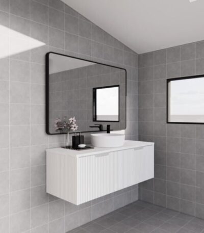 ABS RIVA WH1200-MW VIENNA FLUTED WALL HUNG VANITY 1200MM SINGLE BOWL MATTE WHITE - Urban Designs Bathroom and Kitchen