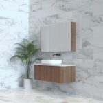 ABS RIVA WH1200-ST BERGEN CURVE FLUTED WALL HUNG VANITY 1200MM SINGLE BOWL SOLID TIMBER FINISH - Urban Designs Bathroom and Kitchen