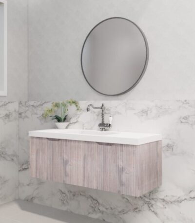 ABS RIVA WH1200-WO VIENNA FLUTED WALL HUNG VANITY 1200MM SINGLE BOWL WHITE OAK - Urban Designs Bathroom and Kitchen