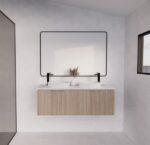 ABS RIVA WH1200D-AO VIENNA FLUTED WALL HUNG VANITY 1200MM DOUBLE BOWL AMERICAN OAK - Urban Designs Bathroom and Kitchen