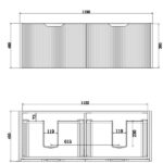 ABS RIVA WH1200D-AO VIENNA FLUTED WALL HUNG VANITY 1200MM DOUBLE BOWL AMERICAN OAK - Urban Designs Bathroom and Kitchen