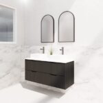 ABS RIVA WH1200D-MB BALI FLUTED WALL HUNG VANITY 1200MM DOUBLE BOWL MATTE BLACK - Urban Designs Bathroom and Kitchen
