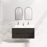 ABS RIVA WH1200D-MB BALI FLUTED WALL HUNG VANITY 1200MM DOUBLE BOWL MATTE BLACK - Urban Designs Bathroom and Kitchen