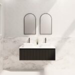 ABS RIVA WH1200D-MB VIENNA FLUTED WALL HUNG VANITY 1200MM DOUBLE BOWL MATTE BLACK - Urban Designs Bathroom and Kitchen