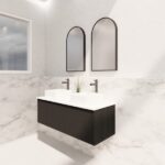 ABS RIVA WH1200D-MB VIENNA FLUTED WALL HUNG VANITY 1200MM DOUBLE BOWL MATTE BLACK - Urban Designs Bathroom and Kitchen