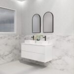 ABS RIVA WH1200D-MW BALI FLUTED WALL HUNG VANITY 1200MM DOUBLE BOWL MATTE WHITE - Urban Designs Bathroom and Kitchen