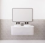 ABS RIVA WH1200D-MW BERGEN CURVE FLUTED WALL HUNG VANITY 1200MM DOUBLE BOWL MATTE WHITE - Urban Designs Bathroom and Kitchen