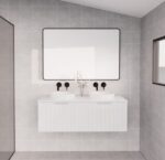 ABS RIVA WH1200D-MW VIENNA FLUTED WALL HUNG VANITY 1200MM DOUBLE BOWL MATTE WHITE - Urban Designs Bathroom and Kitchen