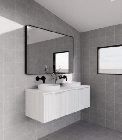 ABS RIVA WH1200D-MW VIENNA FLUTED WALL HUNG VANITY 1200MM DOUBLE BOWL MATTE WHITE - Urban Designs Bathroom and Kitchen