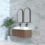 ABS RIVA WH1200D-ST BERGEN CURVE FLUTED WALL HUNG VANITY 1200MM DOUBLE BOWL SOLID TIMBER FINISH - Urban Designs Bathroom and Kitchen