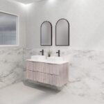 ABS RIVA WH1200D-WO BALI FLUTED WALL HUNG VANITY 1200MM DOUBLE BOWL WHITE OAK - Urban Designs Bathroom and Kitchen