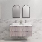 ABS RIVA WH1200D-WO BALI FLUTED WALL HUNG VANITY 1200MM DOUBLE BOWL WHITE OAK - Urban Designs Bathroom and Kitchen