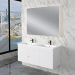 ABS RIVA WH1200M-GW LESS WALL HUNG VANITY 1200MM DOUBLE BOWL GLOSS WHITE - Urban Designs Bathroom and Kitchen