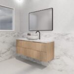 ABS RIVA WH1500-AO BALI FLUTED WALL HUNG VANITY 1500MM SINGLE BOWL AMERICAN OAK - Urban Designs Bathroom and Kitchen