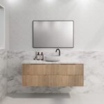 ABS RIVA WH1500-AO BALI FLUTED WALL HUNG VANITY 1500MM SINGLE BOWL AMERICAN OAK - Urban Designs Bathroom and Kitchen