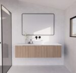 ABS RIVA WH1500-AO VIENNA FLUTED WALL HUNG VANITY 1500MM SINGLE BOWL AMERICAN OAK - Urban Designs Bathroom and Kitchen