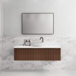 ABS RIVA WH1500-BR VIENNA FLUTED WALL HUNG VANITY 1500MM SINGLE BOWL BROWN OAK - Urban Designs Bathroom and Kitchen