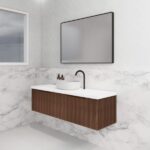 ABS RIVA WH1500-BR VIENNA FLUTED WALL HUNG VANITY 1500MM SINGLE BOWL BROWN OAK - Urban Designs Bathroom and Kitchen