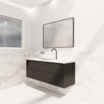 ABS RIVA WH1500-MB BALI FLUTED WALL HUNG VANITY 1500MM SINGLE BOWL MATTE BLACK - Urban Designs Bathroom and Kitchen