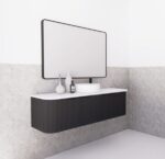 ABS RIVA WH1500-MB BERGEN CURVE FLUTED WALL HUNG VANITY 1500MM SINGLE BOWL MATTE BLACK - Urban Designs Bathroom and Kitchen