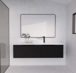 ABS RIVA WH1500-MB VIENNA FLUTED WALL HUNG VANITY 1500MM SINGLE BOWL MATTE BLACK - Urban Designs Bathroom and Kitchen
