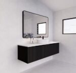 ABS RIVA WH1500-MB VIENNA FLUTED WALL HUNG VANITY 1500MM SINGLE BOWL MATTE BLACK - Urban Designs Bathroom and Kitchen
