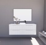 ABS RIVA WH1500-MW BALI FLUTED WALL HUNG VANITY 1500MM SINGLE BOWL MATTE WHITE - Urban Designs Bathroom and Kitchen