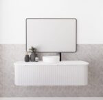 ABS RIVA WH1500-MW BERGEN CURVE FLUTED WALL HUNG VANITY 1500MM SINGLE BOWL MATTE WHITE - Urban Designs Bathroom and Kitchen