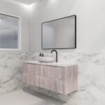 ABS RIVA WH1500-WO BALI FLUTED WALL HUNG VANITY 1500MM SINGLE BOWL WHITE OAK - Urban Designs Bathroom and Kitchen