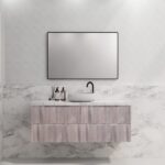 ABS RIVA WH1500-WO BALI FLUTED WALL HUNG VANITY 1500MM SINGLE BOWL WHITE OAK - Urban Designs Bathroom and Kitchen
